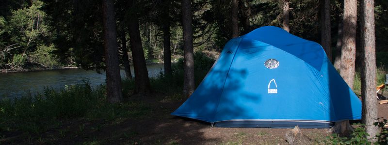 Car camp set up along Montana's Gallatin River