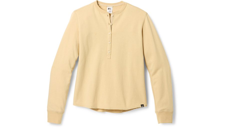 Women's Henley-style shirt.